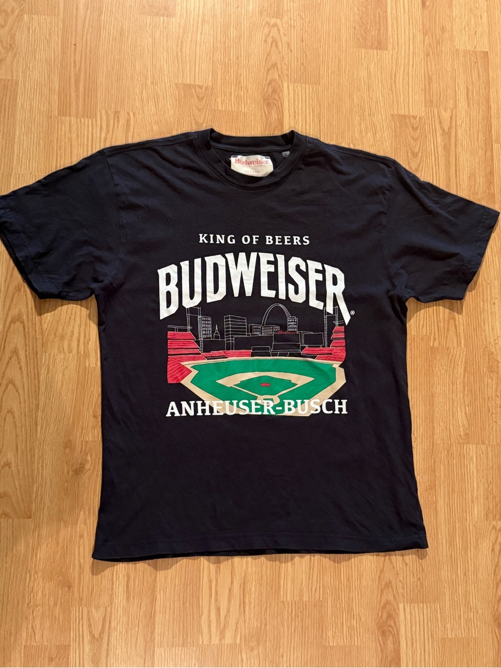 PacSun Black Graphic Tee with Multicolor Baseball Field Design
